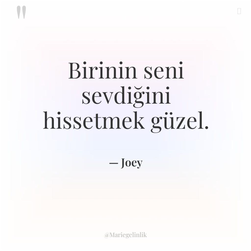 Birinin seni sevdiğini hissetmek güzel.