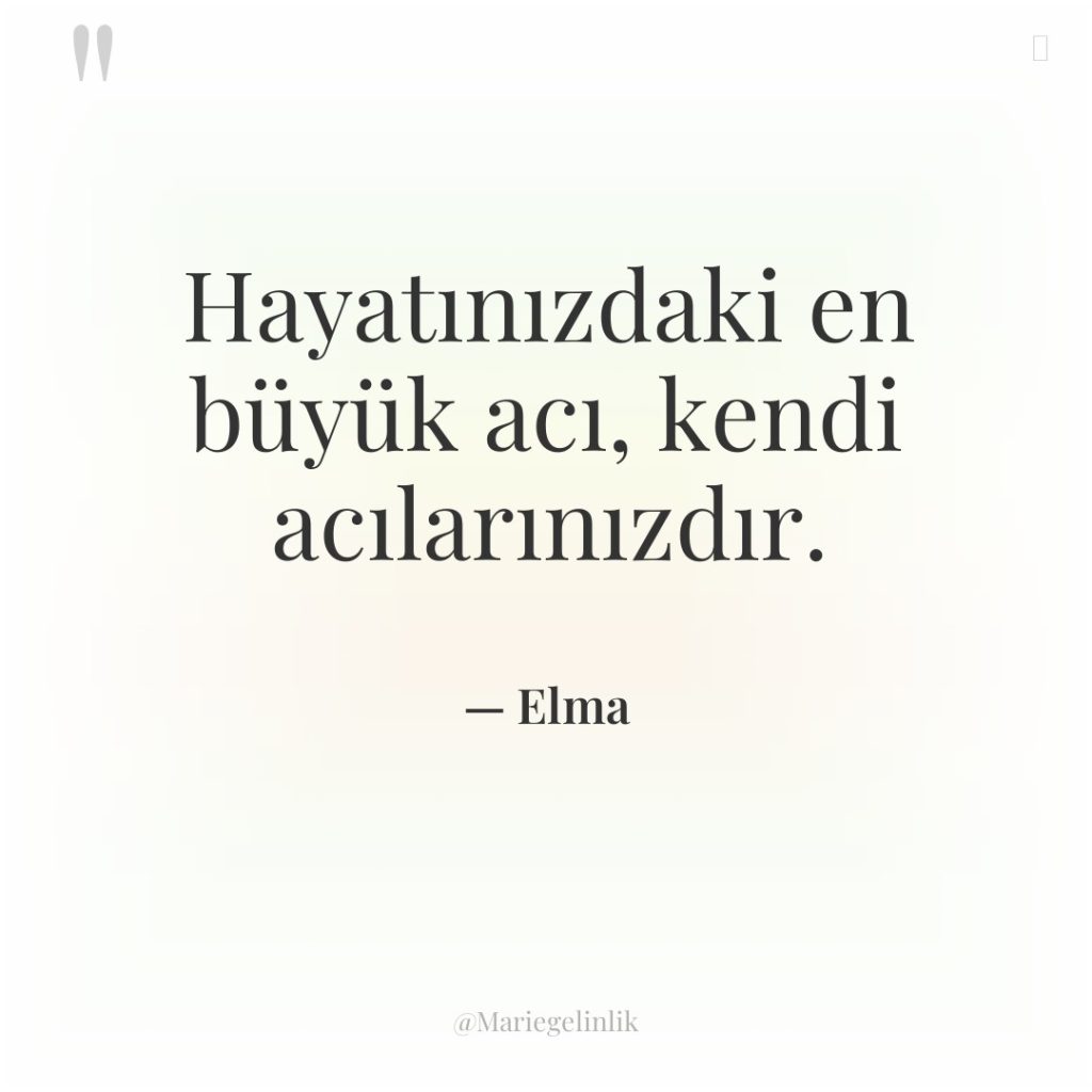 Hayatınızdaki en büyük acı, kendi acılarınızdır.