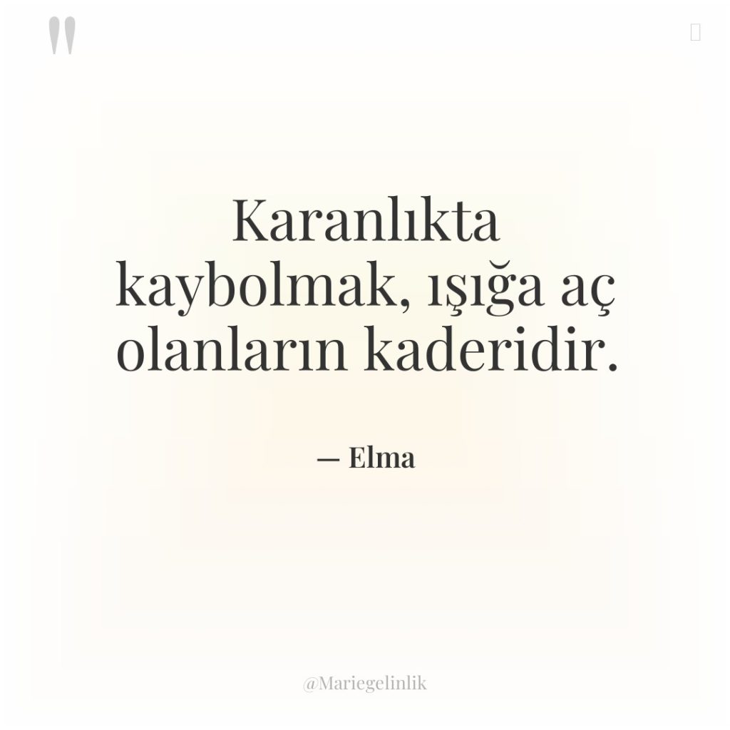 Karanlıkta kaybolmak, ışığa aç olanların kaderidir.