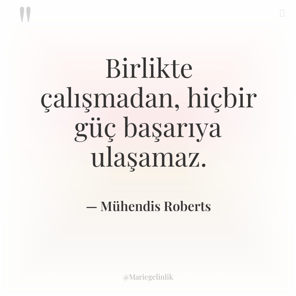 Birlikte çalışmadan, hiçbir güç başarıya ulaşamaz.