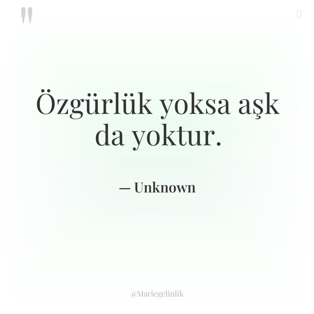 Özgürlük yoksa aşk da yoktur.