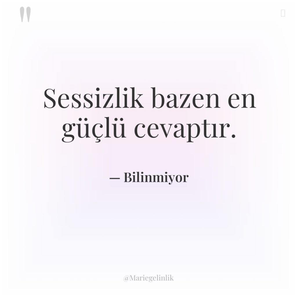 Sessizlik bazen en güçlü cevaptır.