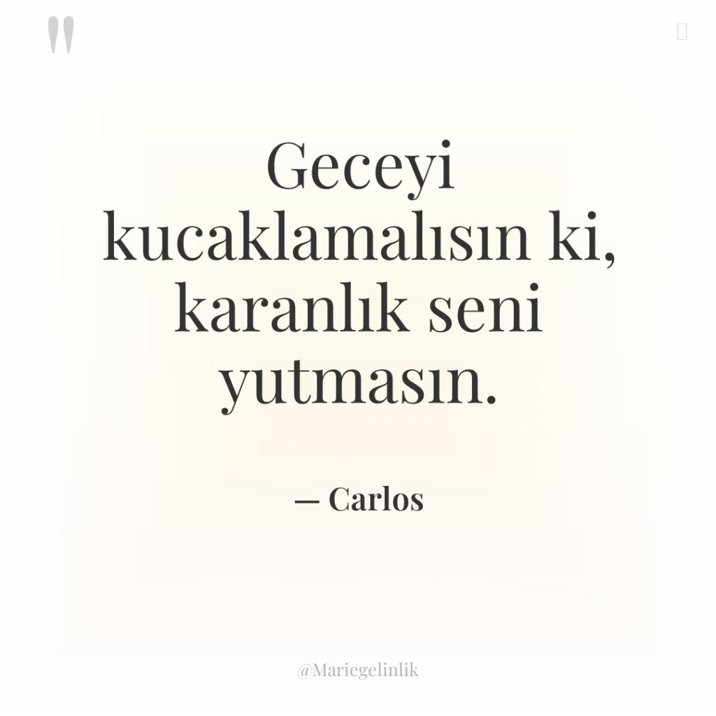 Geceyi kucaklamalısın ki, karanlık seni yutmasın.