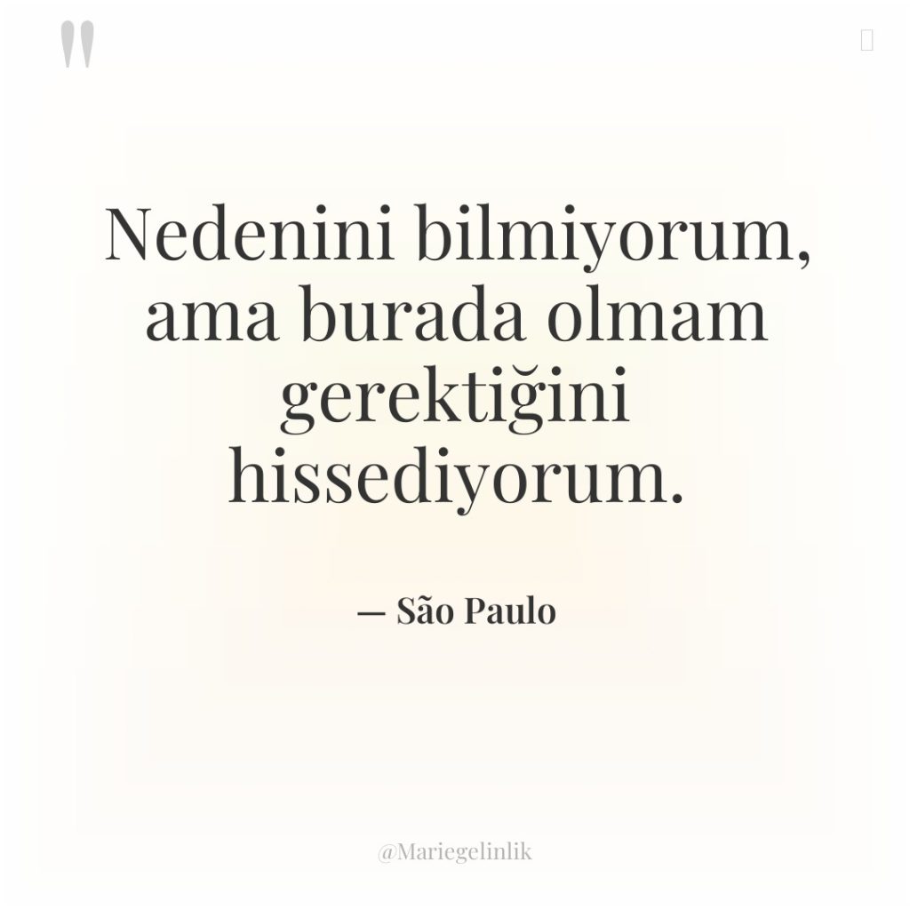 Nedenini bilmiyorum, ama burada olmam gerektiğini hissediyorum.
