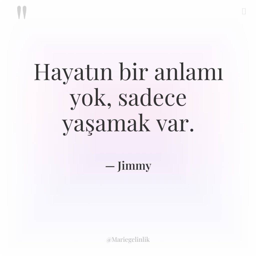 Hayatın bir anlamı yok, sadece yaşamak var.