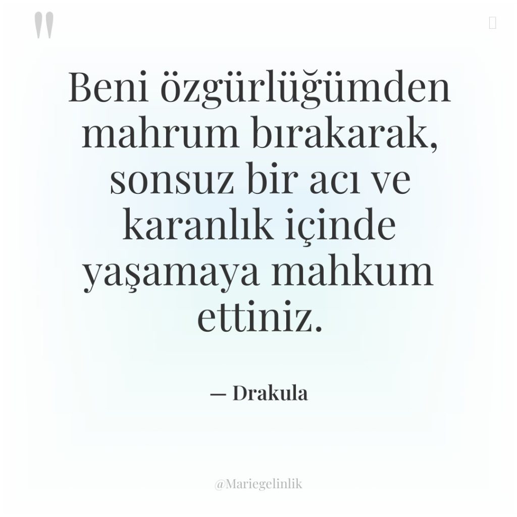 Beni özgürlüğümden mahrum bırakarak, sonsuz bir acı ve karanlık içinde…