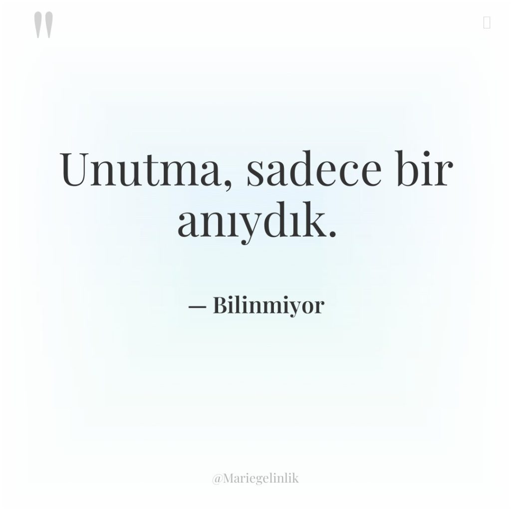 Unutma, sadece bir anıydık.