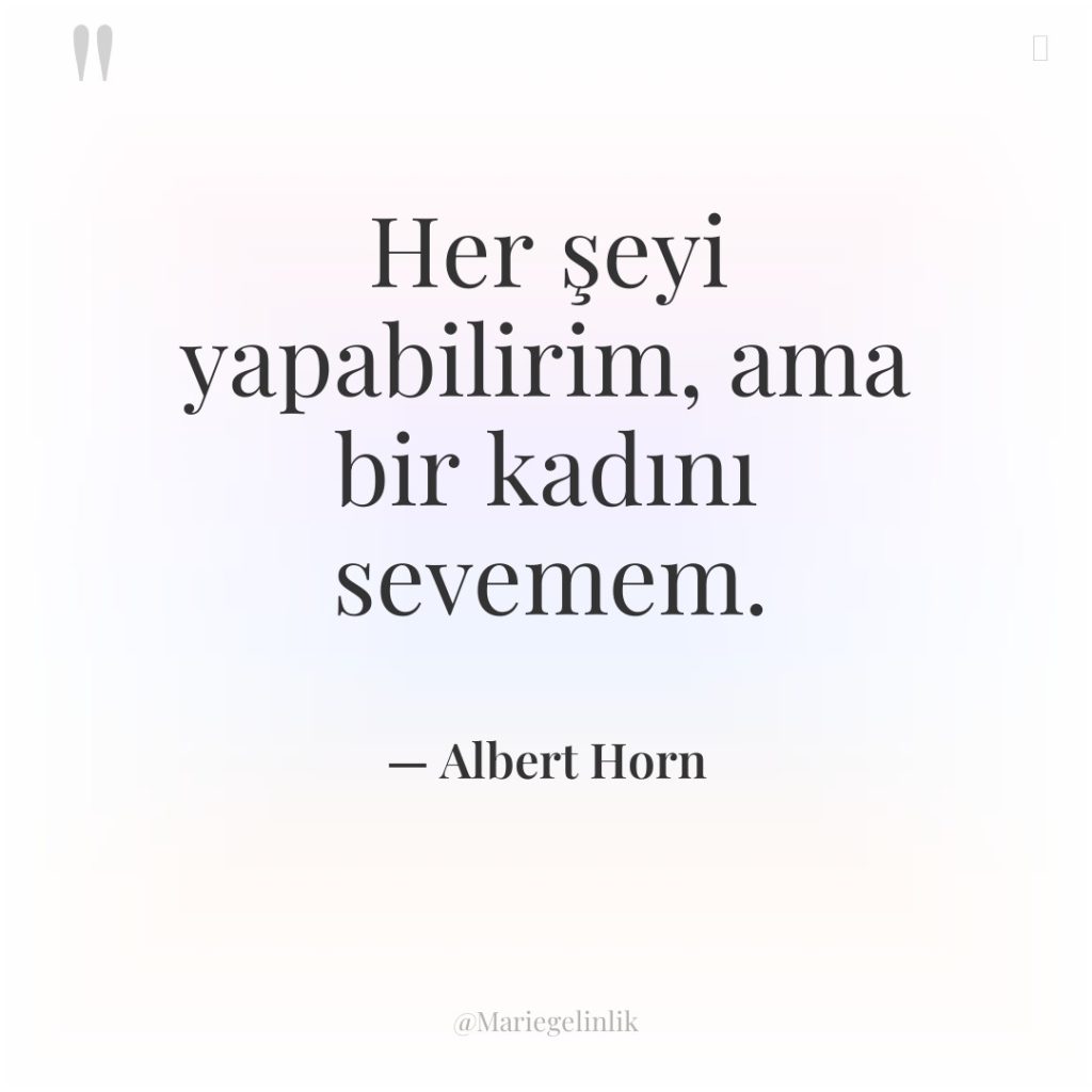 Her şeyi yapabilirim, ama bir kadını sevemem.