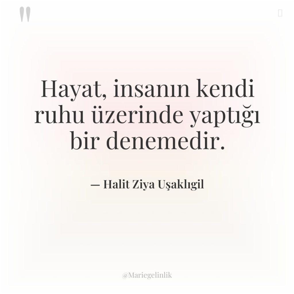 Hayat, insanın kendi ruhu üzerinde yaptığı bir denemedir.