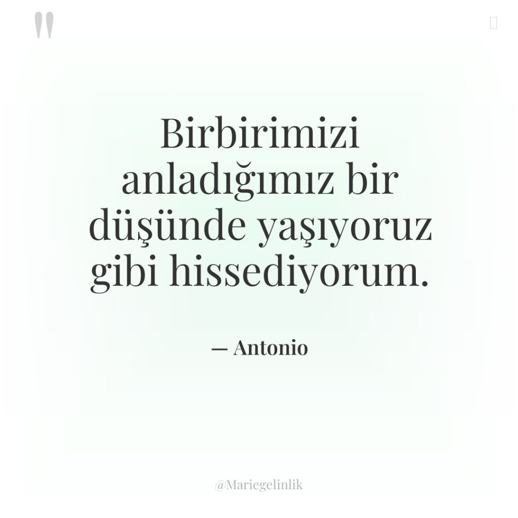 Birbirimizi anladığımız bir düşünde yaşıyoruz gibi hissediyorum.