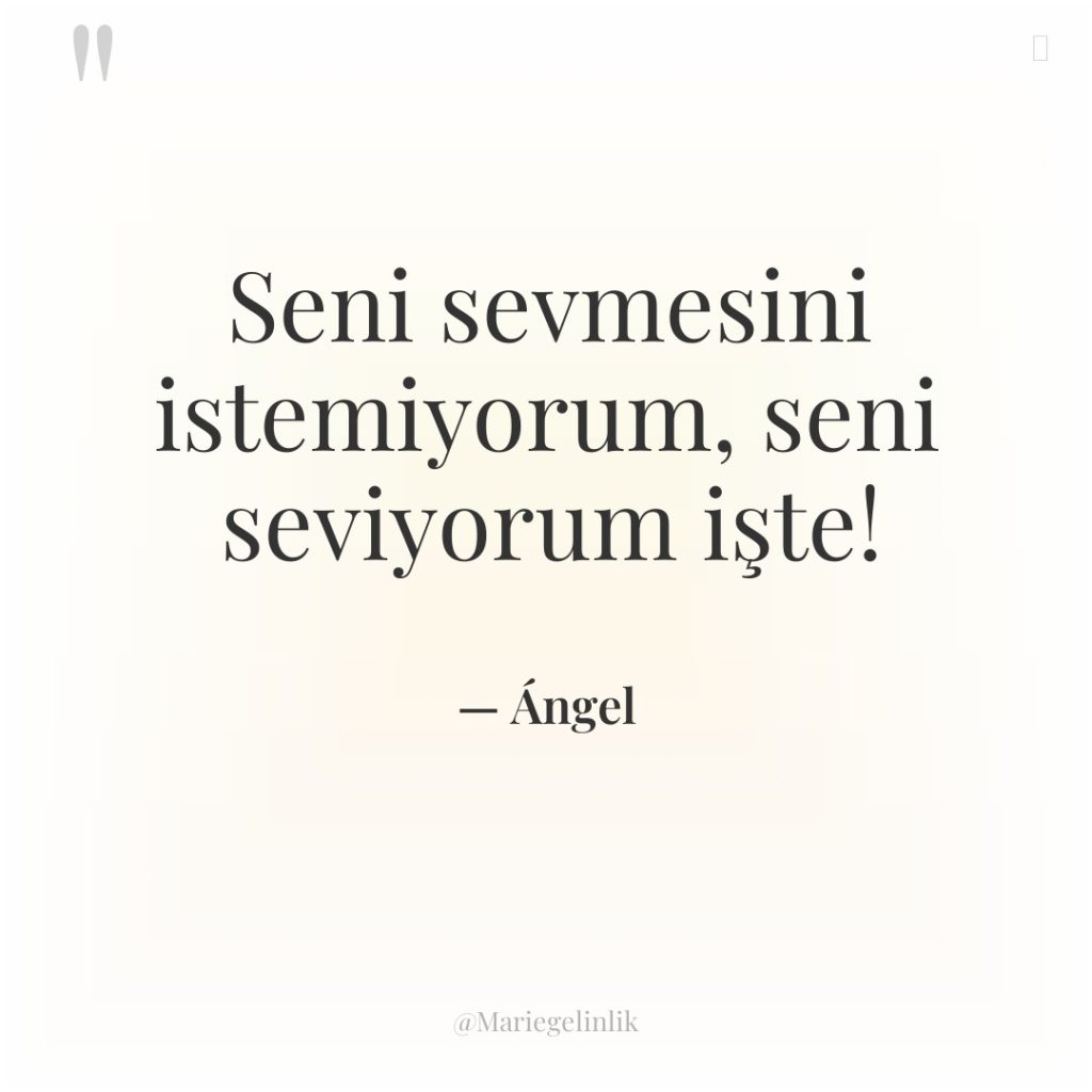 Seni sevmesini istemiyorum, seni seviyorum işte!