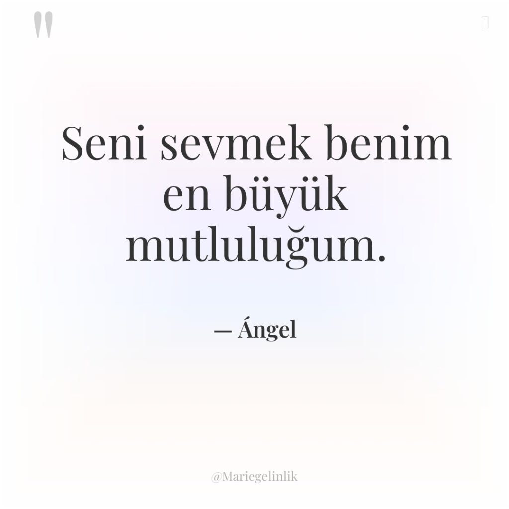 Seni sevmek benim en büyük mutluluğum.