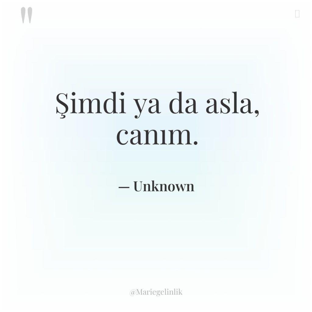 Şimdi ya da asla, canım.