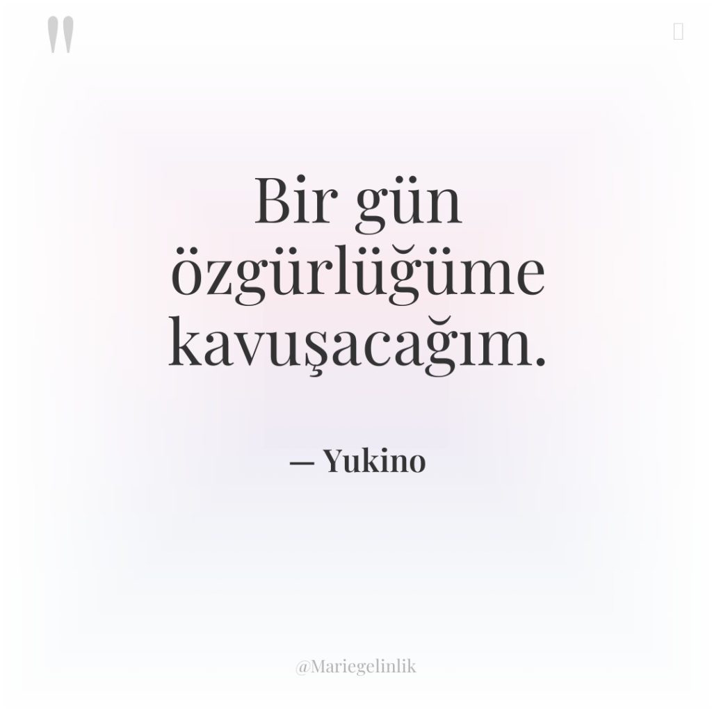 Bir gün özgürlüğüme kavuşacağım.