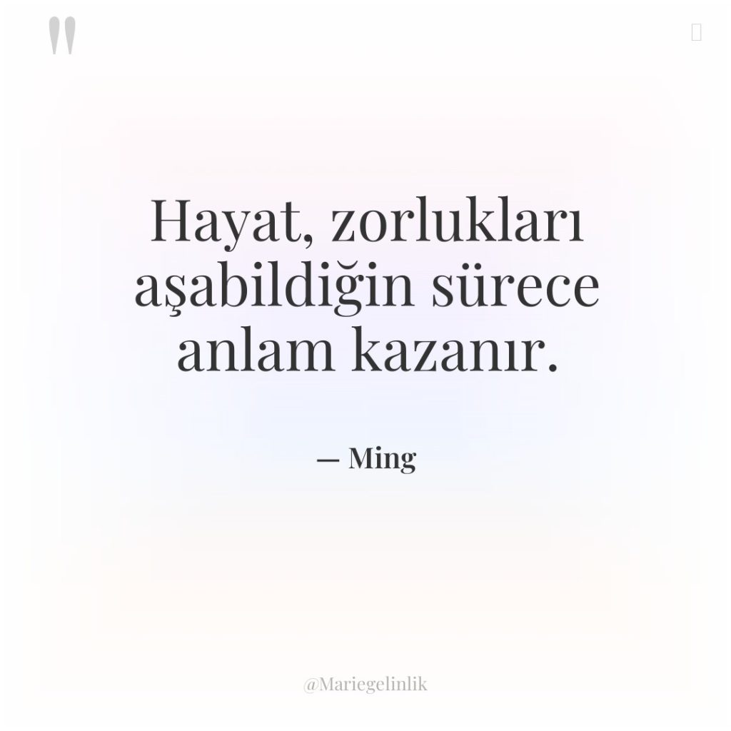 Hayat, zorlukları aşabildiğin sürece anlam kazanır.