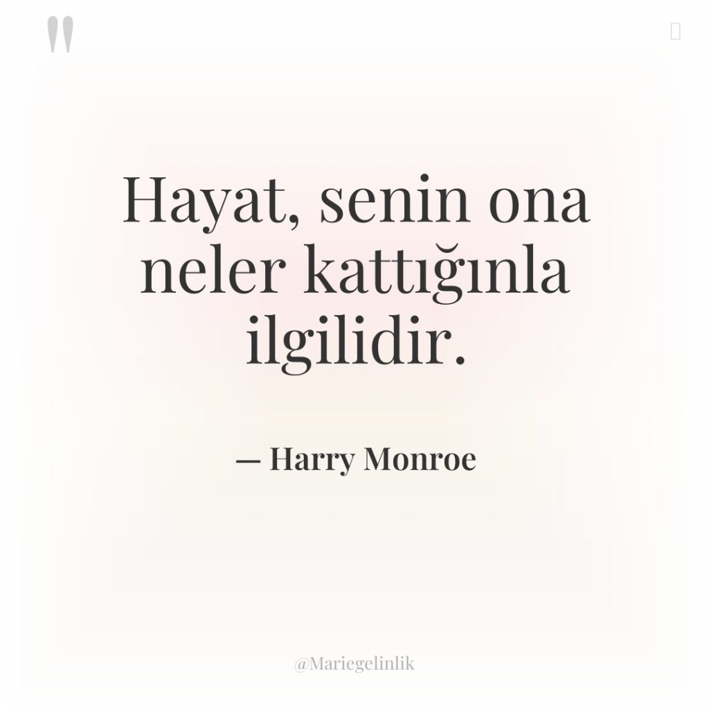 Hayat, senin ona neler kattığınla ilgilidir.