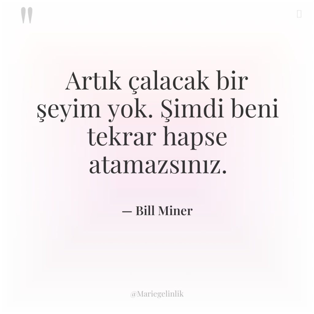 Artık çalacak bir şeyim yok. Şimdi beni tekrar hapse atamazsınız.