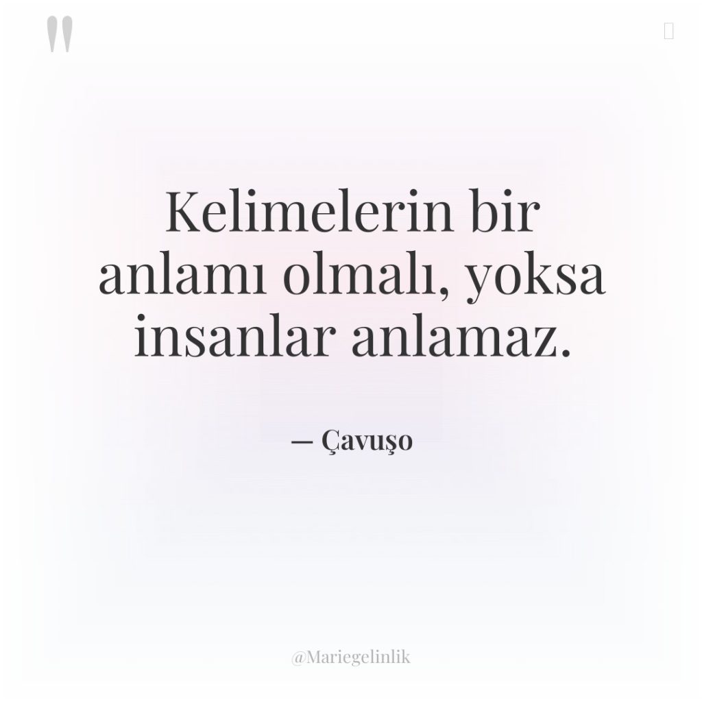 Kelimelerin bir anlamı olmalı, yoksa insanlar anlamaz.