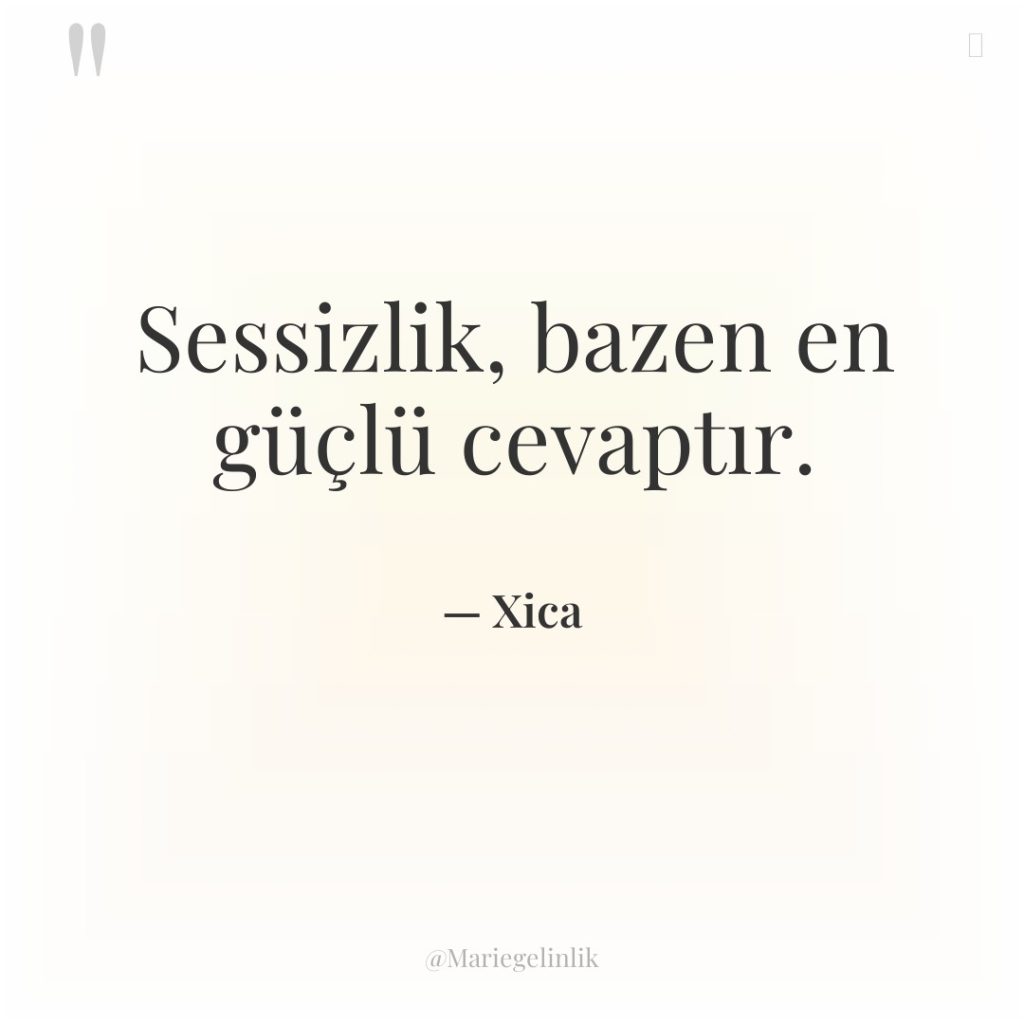 Sessizlik, bazen en güçlü cevaptır.