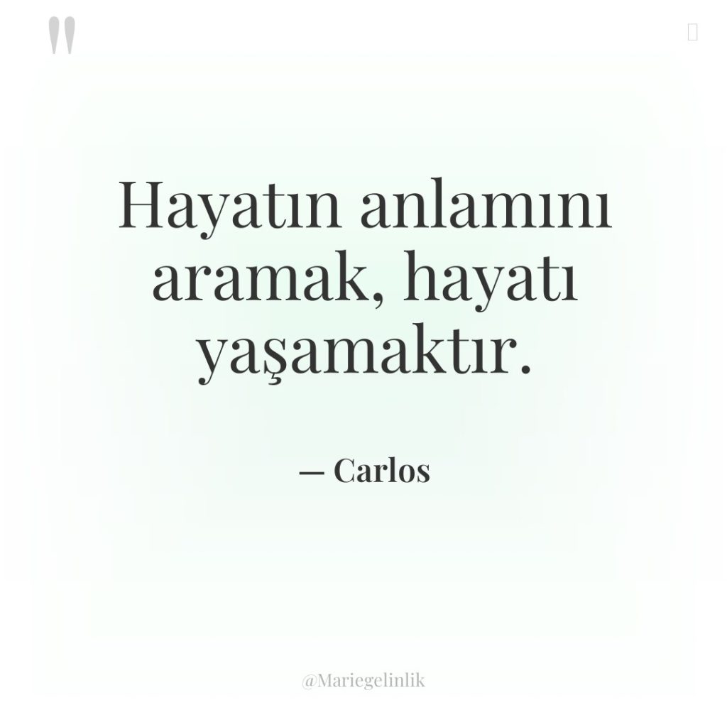 Hayatın anlamını aramak, hayatı yaşamaktır.