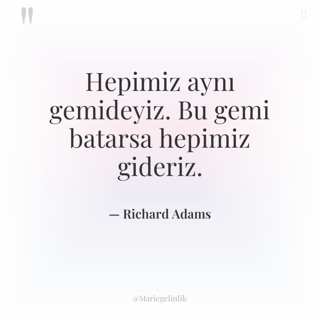 Hepimiz aynı gemideyiz. Bu gemi batarsa hepimiz gideriz.