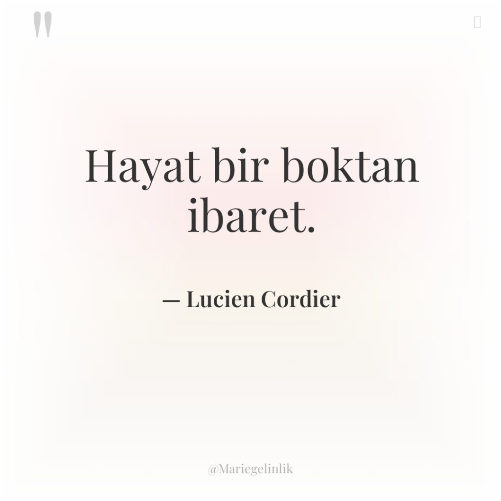 Hayat bir boktan ibaret.