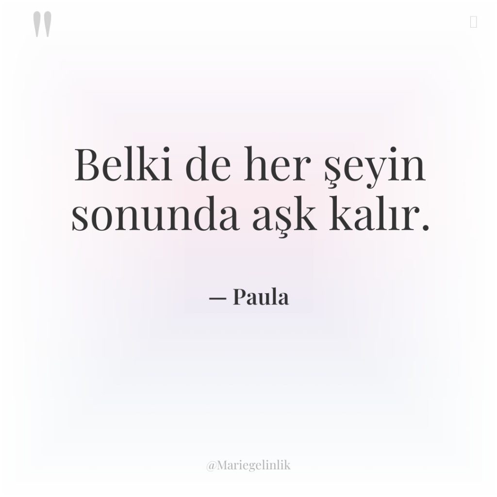 Belki de her şeyin sonunda aşk kalır.