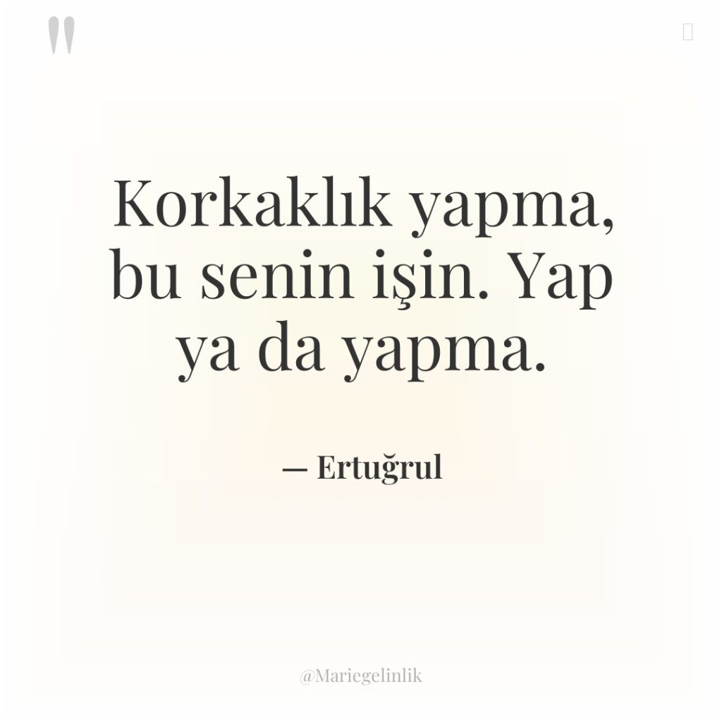 Korkaklık yapma, bu senin işin. Yap ya da yapma.