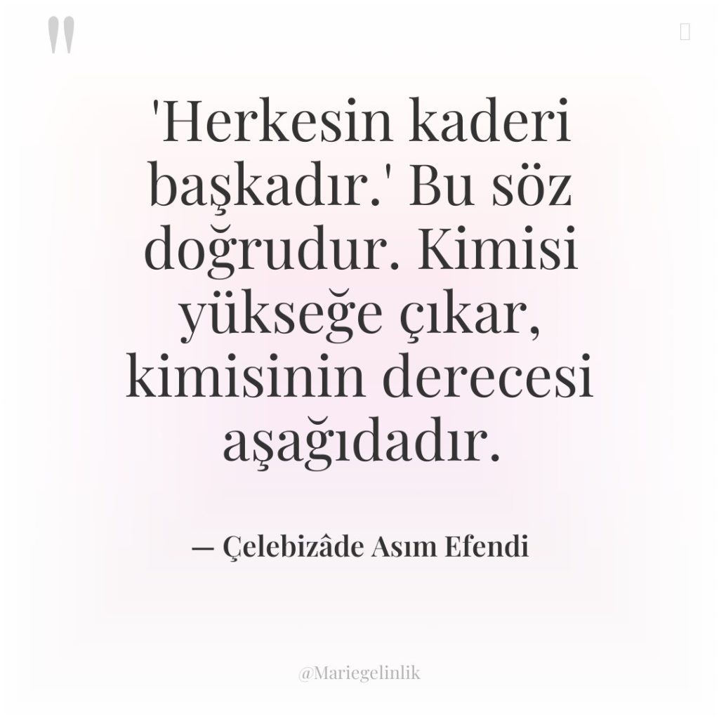 ‘Herkesin kaderi başkadır.’ Bu söz doğrudur. Kimisi yükseğe çıkar, kimisinin…
