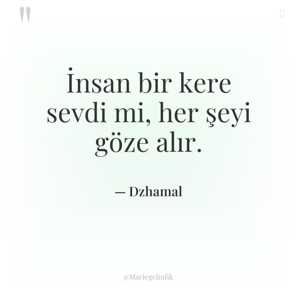 İnsan bir kere sevdi mi, her şeyi göze alır.