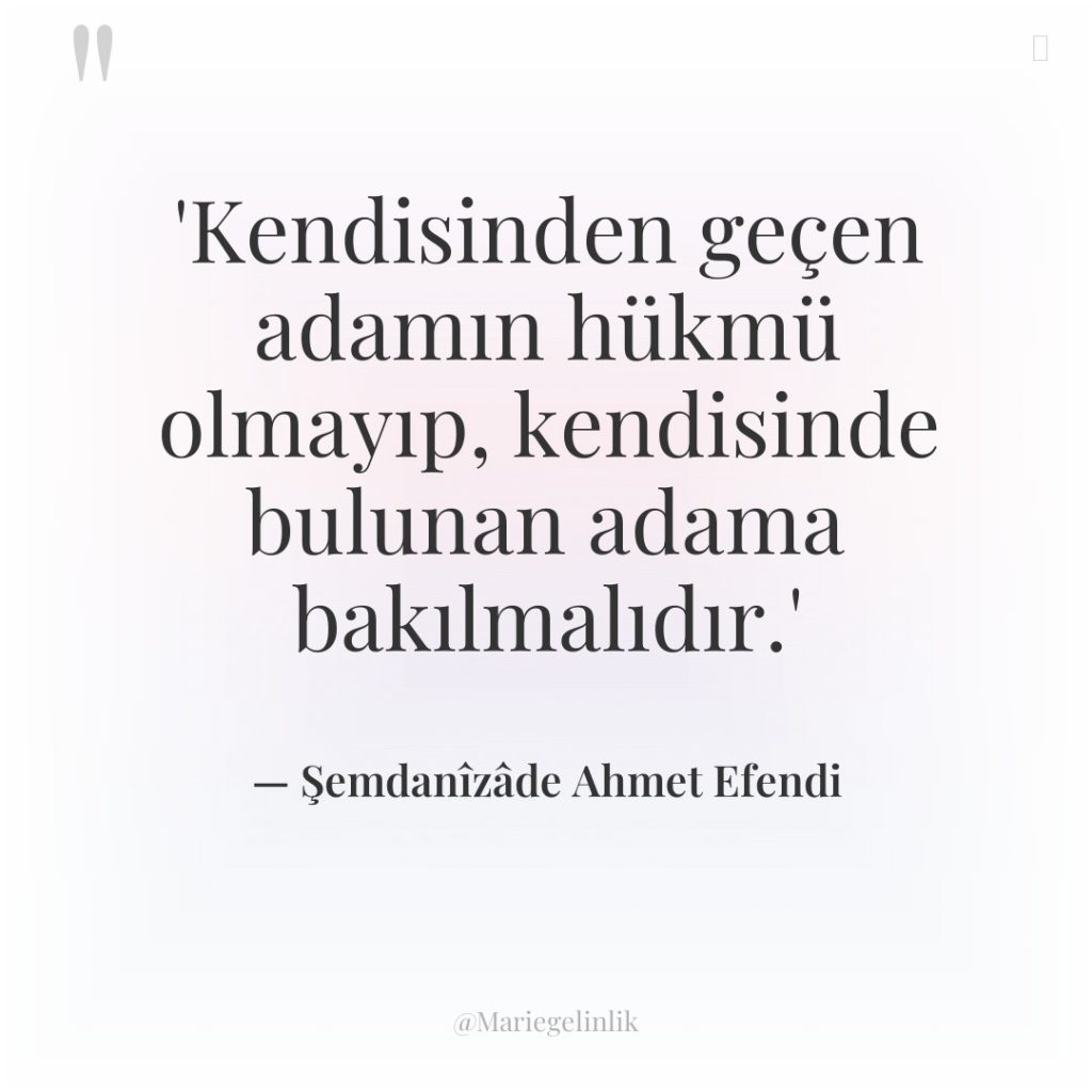 ‘Kendisinden geçen adamın hükmü olmayıp, kendisinde bulunan adama bakılmalıdır.’