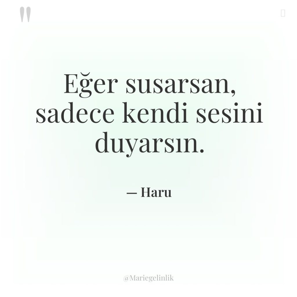 Eğer susarsan, sadece kendi sesini duyarsın.