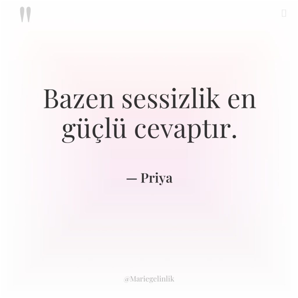 Bazen sessizlik en güçlü cevaptır.