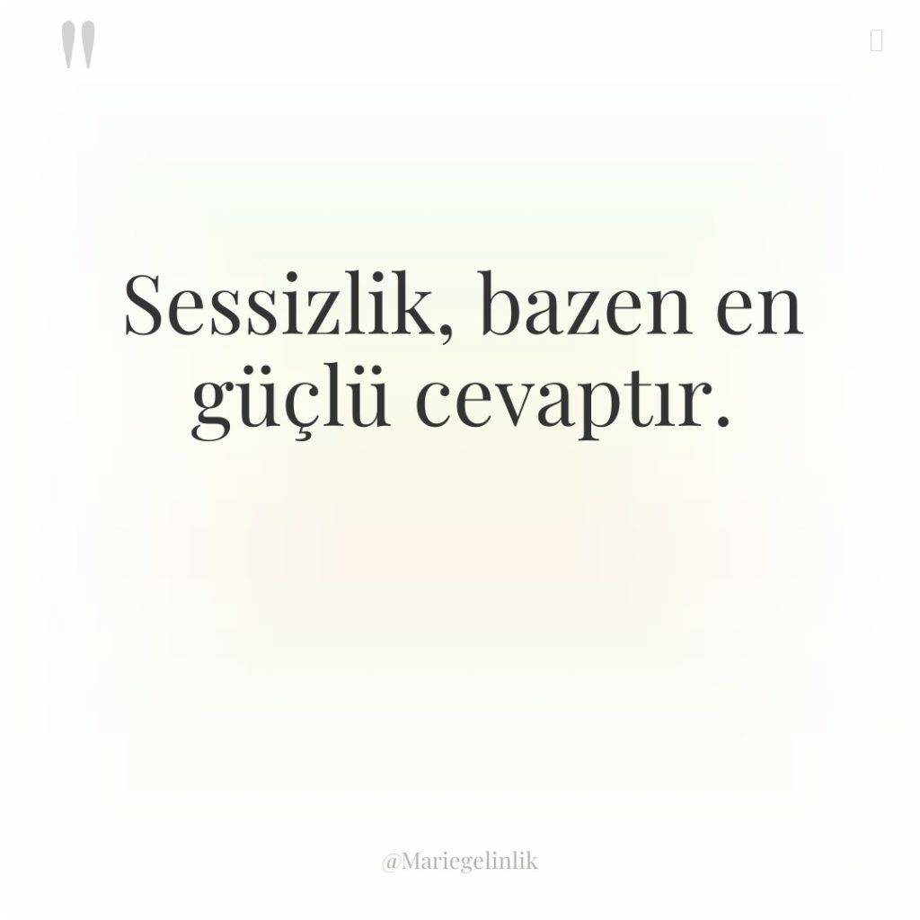 Sessizlik, bazen en güçlü cevaptır.