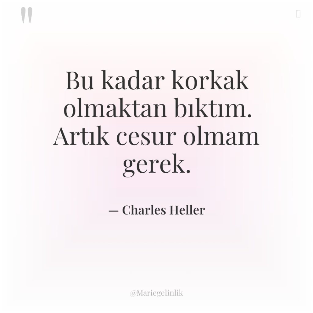 Bu kadar korkak olmaktan bıktım. Artık cesur olmam gerek.