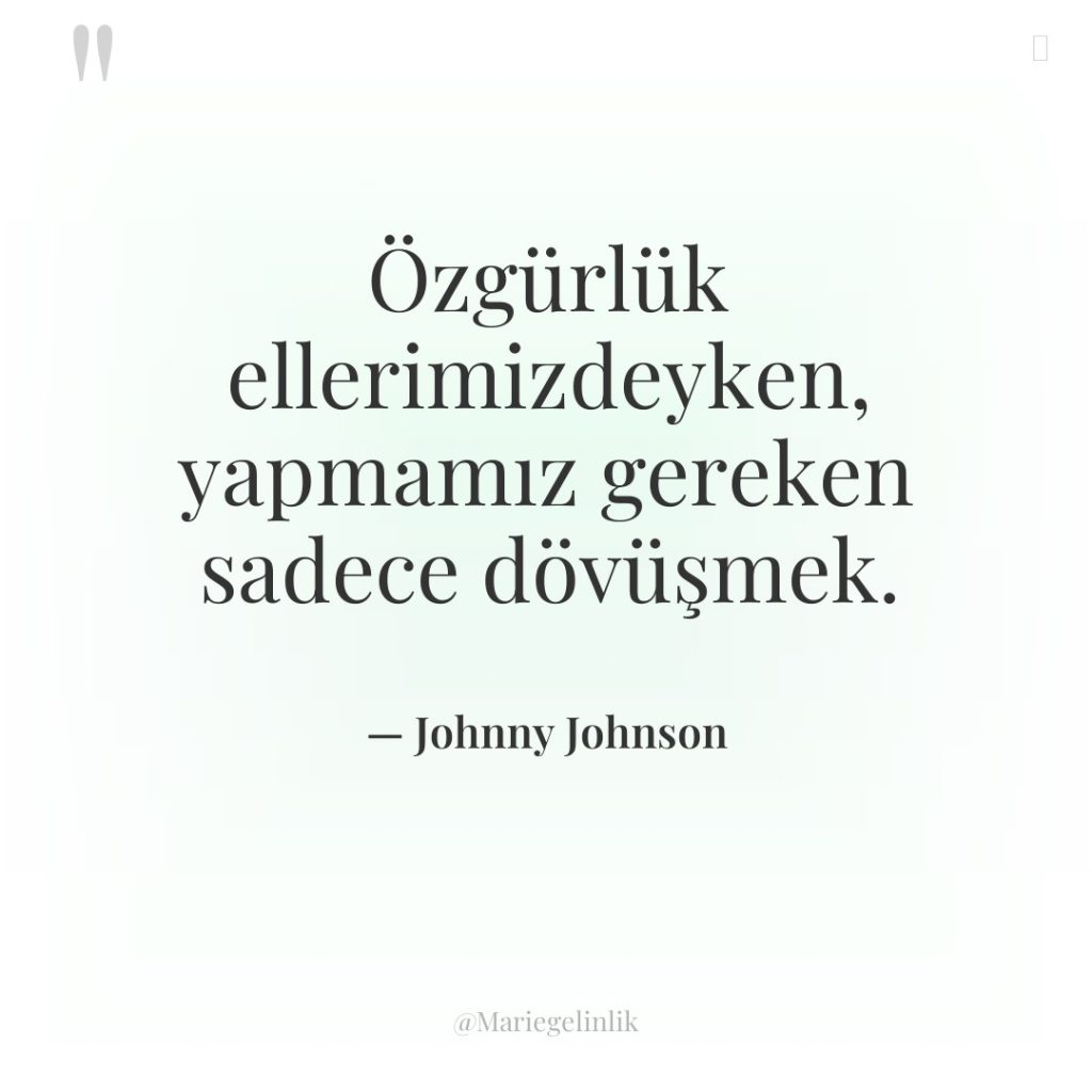 Özgürlük ellerimizdeyken, yapmamız gereken sadece dövüşmek.