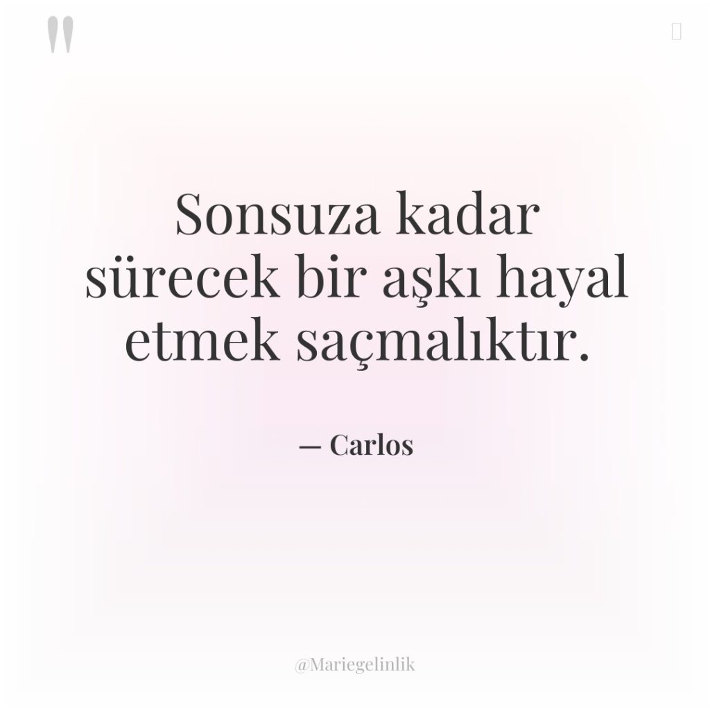 Sonsuza kadar sürecek bir aşkı hayal etmek saçmalıktır.