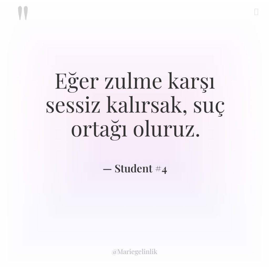 Eğer zulme karşı sessiz kalırsak, suç ortağı oluruz.