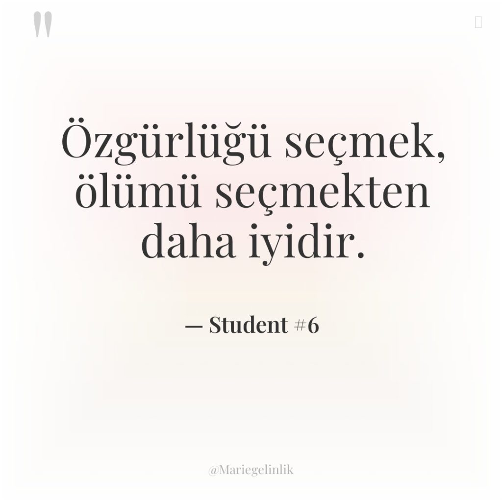 Özgürlüğü seçmek, ölümü seçmekten daha iyidir.