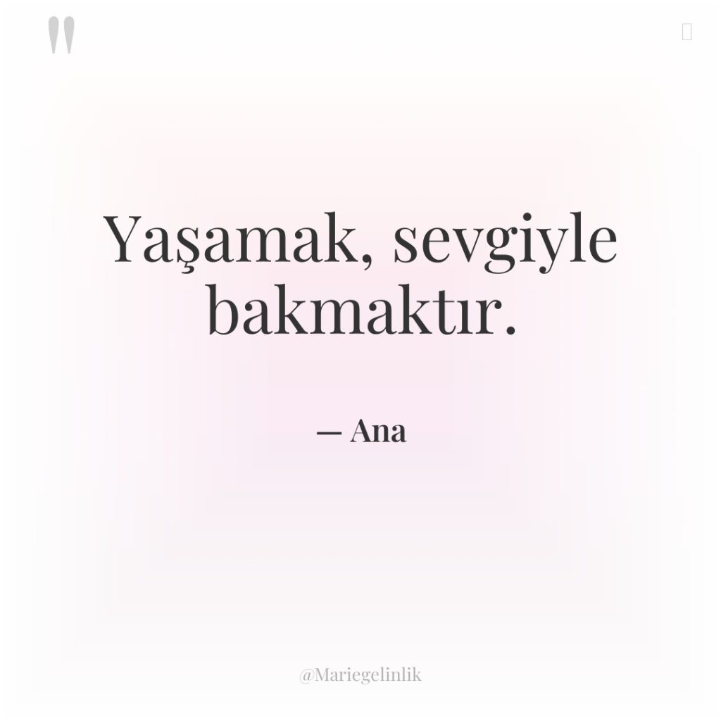 Yaşamak, sevgiyle bakmaktır.