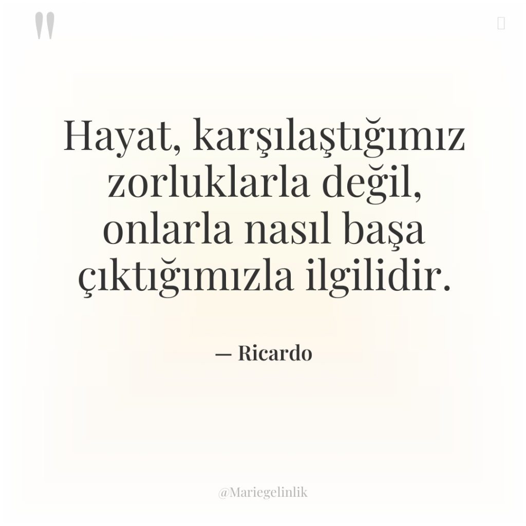 Hayat, karşılaştığımız zorluklarla değil, onlarla nasıl başa çıktığımızla ilgilidir.