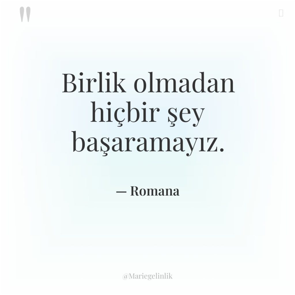 Birlik olmadan hiçbir şey başaramayız.