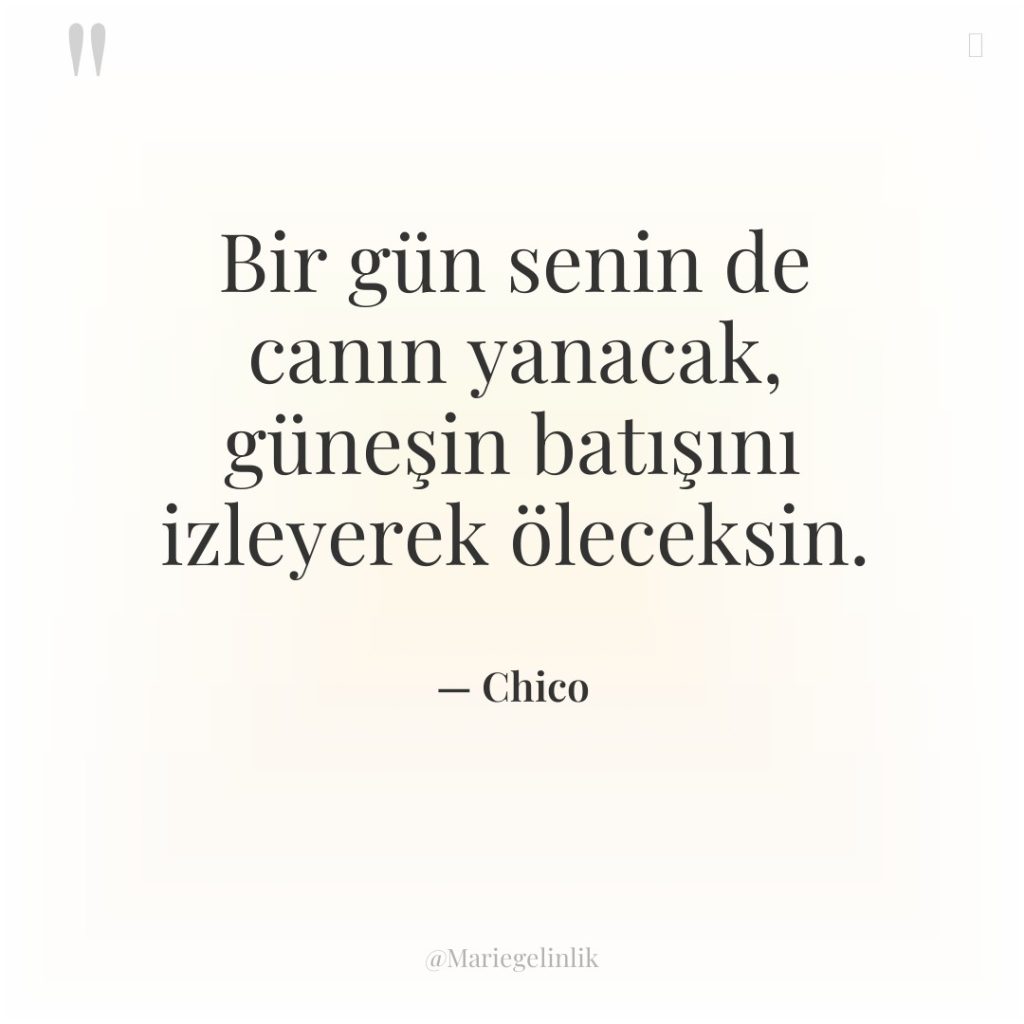 Bir gün senin de canın yanacak, güneşin batışını izleyerek öleceksin.