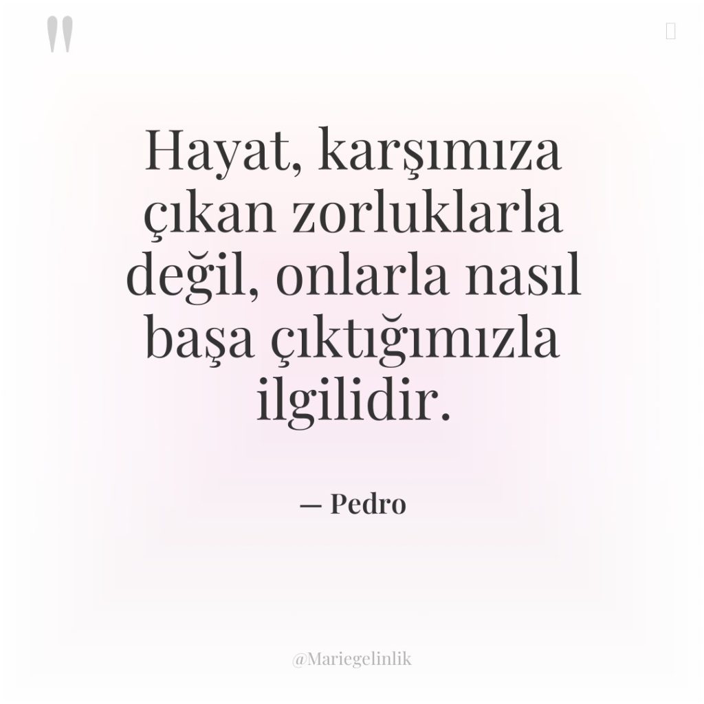 Hayat, karşımıza çıkan zorluklarla değil, onlarla nasıl başa çıktığımızla ilgilidir.