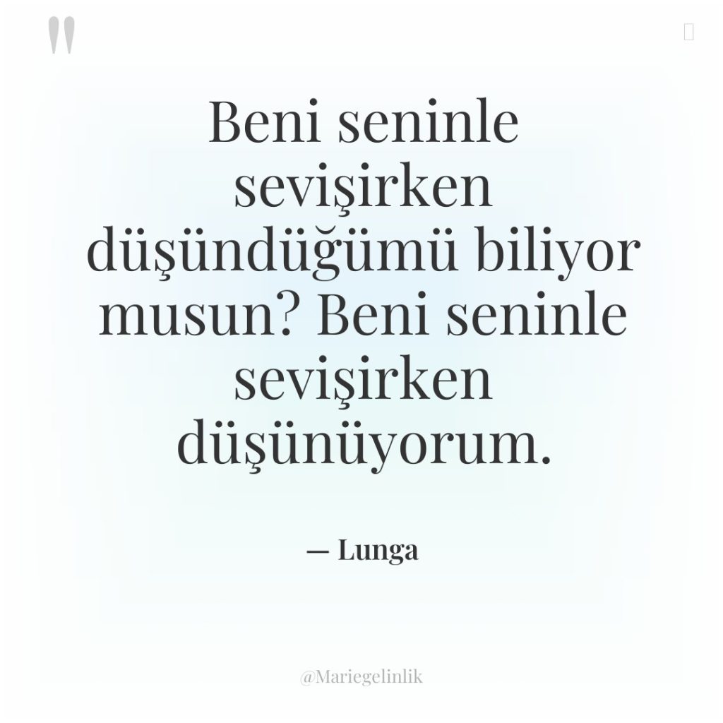 Beni seninle sevişirken düşündüğümü biliyor musun? Beni seninle sevişirken düşünüyorum.