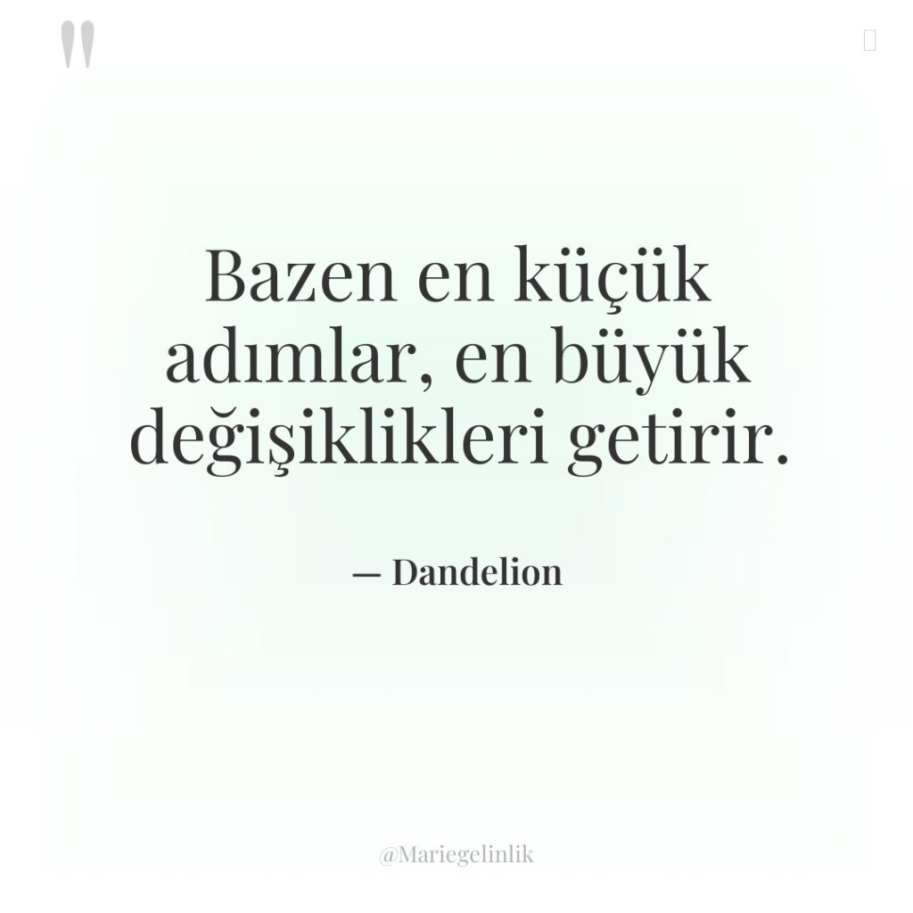 Bazen en küçük adımlar, en büyük değişiklikleri getirir.