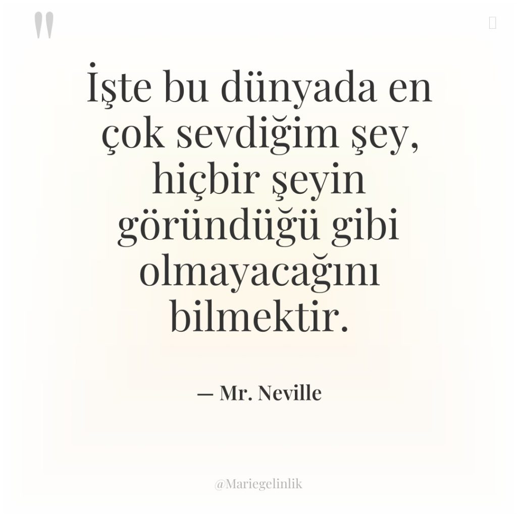 İşte bu dünyada en çok sevdiğim şey, hiçbir şeyin göründüğü…