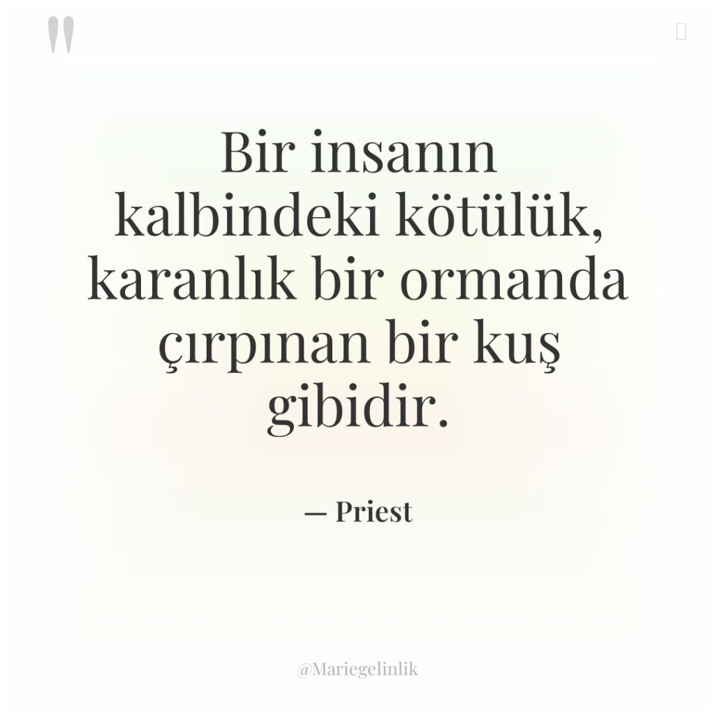 Bir insanın kalbindeki kötülük, karanlık bir ormanda çırpınan bir kuş…