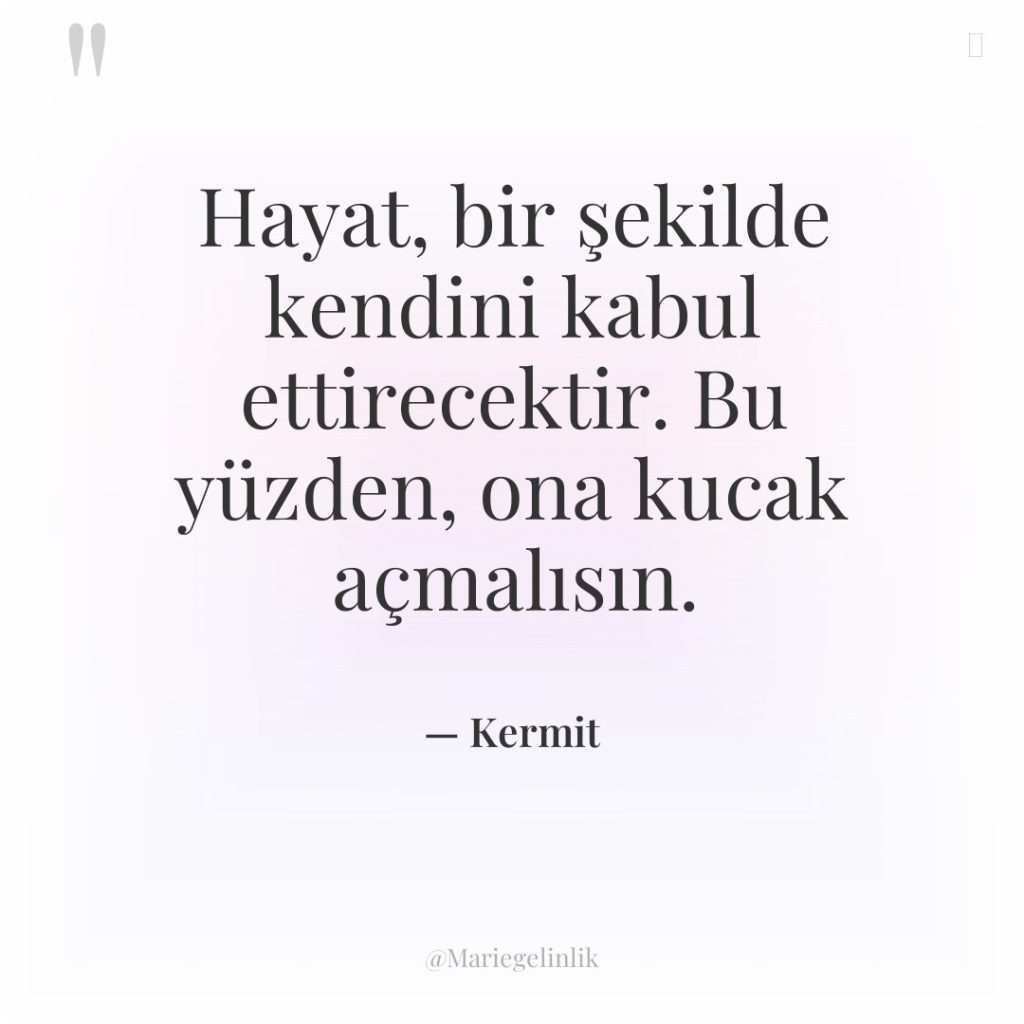 Hayat, bir şekilde kendini kabul ettirecektir. Bu yüzden, ona kucak…