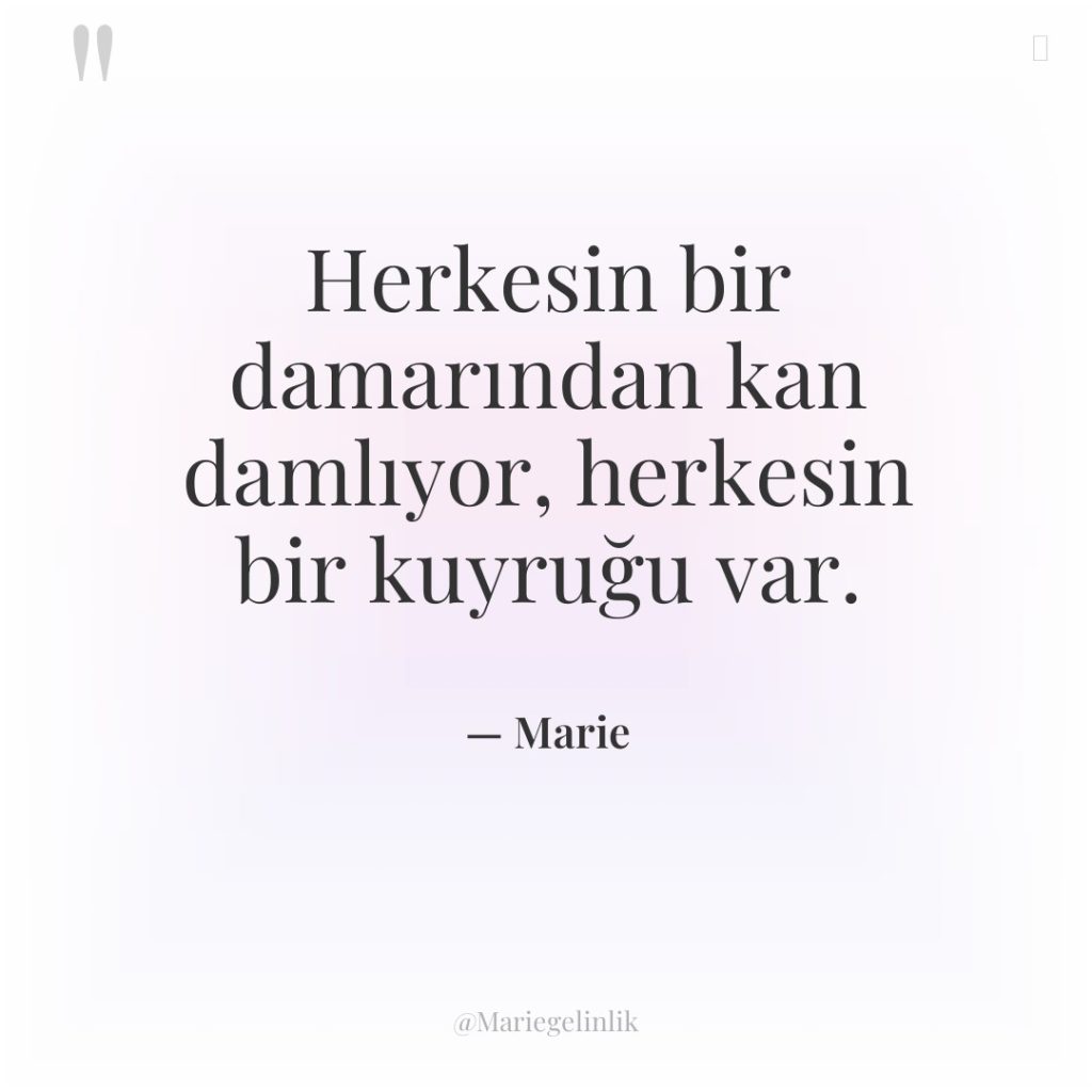 Herkesin bir damarından kan damlıyor, herkesin bir kuyruğu var.